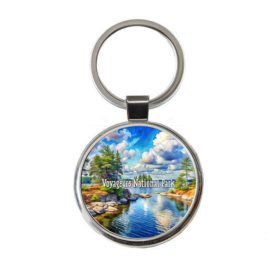 Voyageurs National Park Minnesota Round Metal Keychain