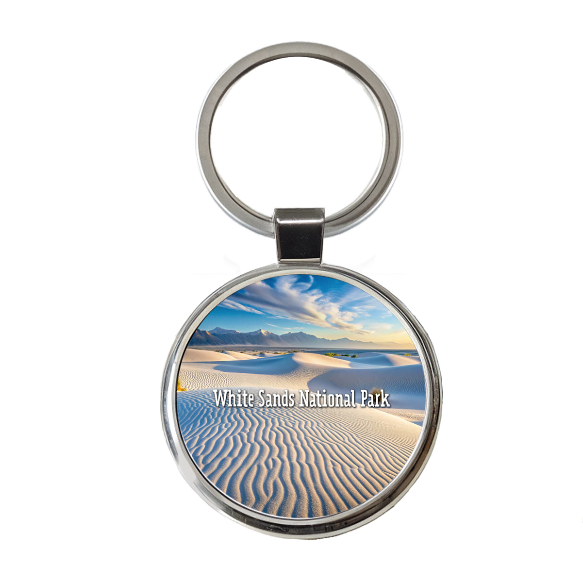White Sands National Park New Mexico Round Metal Keychain