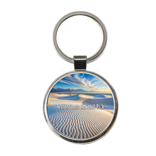 White Sands National Park New Mexico Round Metal Keychain