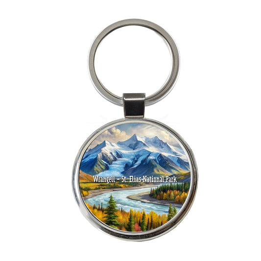 Wrangell - St. Elias National Park Alaska Round Metal Keychain