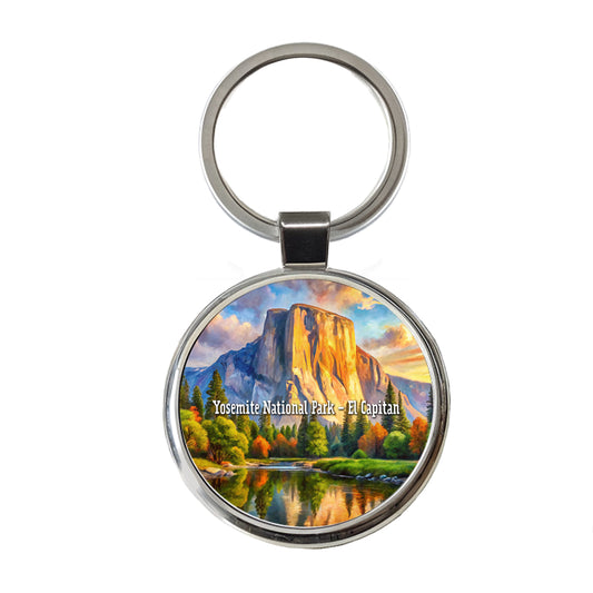 Yosemite National Park El Capitan Round Metal Keychain