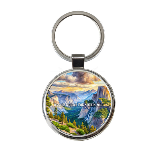 Yosemite National Park Glacier Point Round Metal Keychain