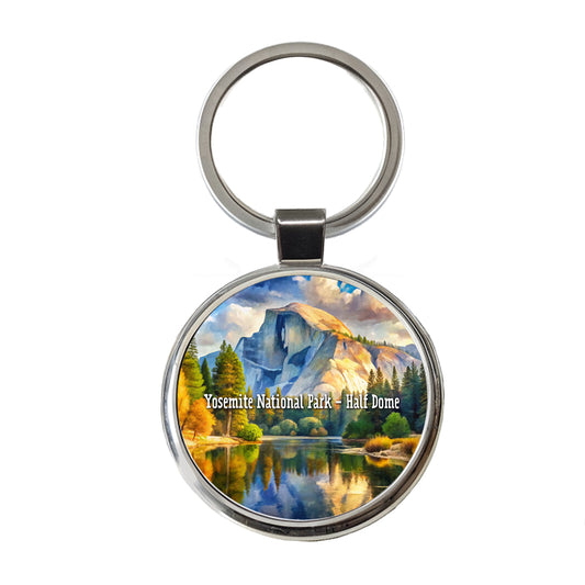 Yosemite National Park Half Dome Round Metal Keychain