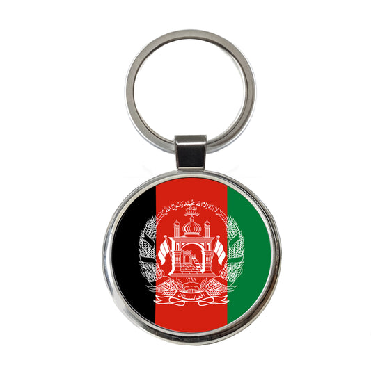 Afghanistan Country Flag Round Metal Keychain