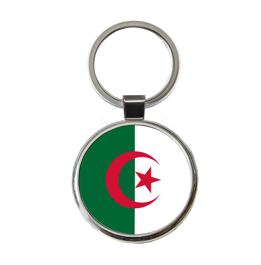 Algeria Country Flag Round Metal Keychain