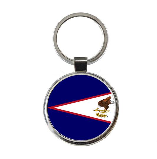 American Samoa Country Flag Round Metal Keychain