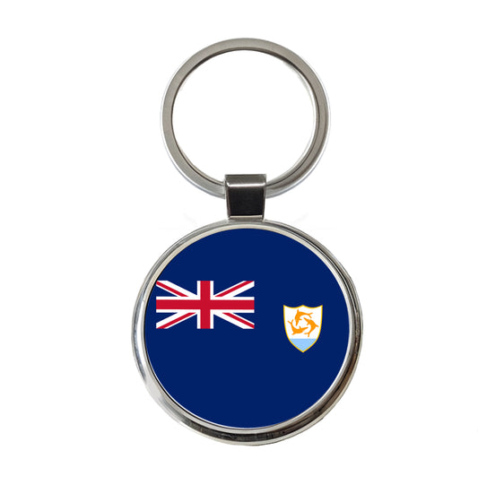 Anguilla Country Flag Round Metal Keychain