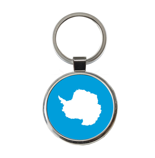Antarctica Country Flag Round Metal Keychain