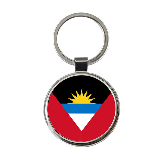 Antigua and Barbuda Country Flag Round Metal Keychain