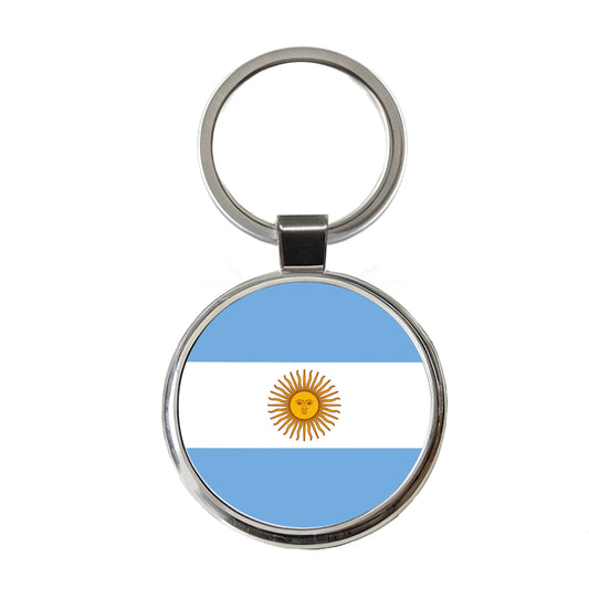 Argentina Country Flag Round Metal Keychain