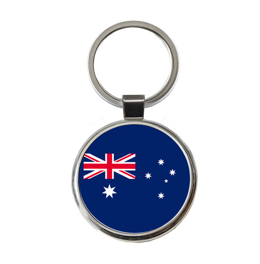 Australia Country Flag Round Metal Keychain