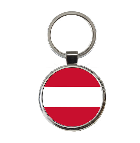 Austria Country Flag Round Metal Keychain