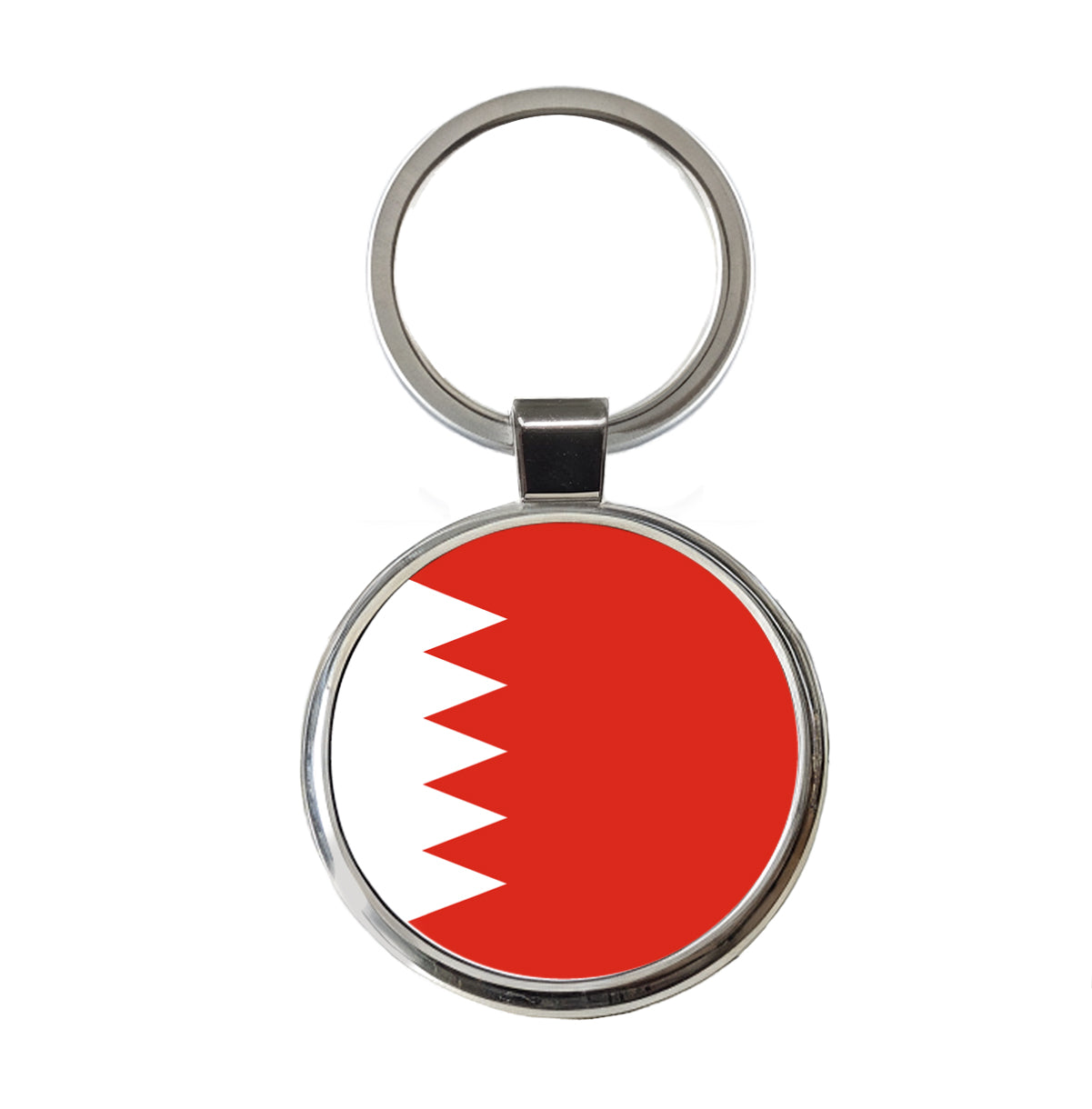 Bahrain Country Flag Round Metal Keychain