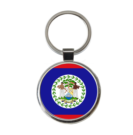 Belize Country Flag Round Metal Keychain