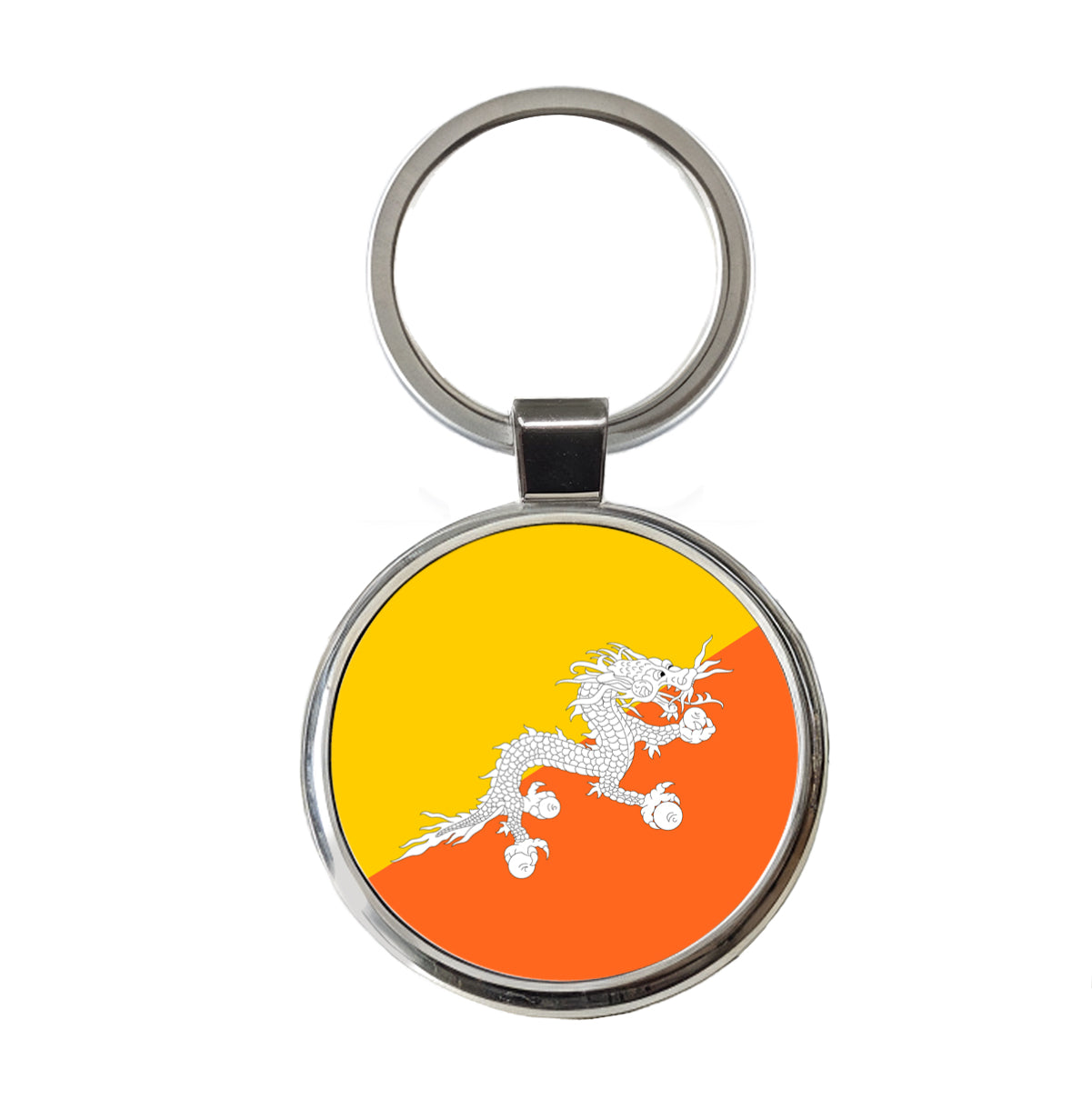 Bhutan Country Flag Round Metal Keychain