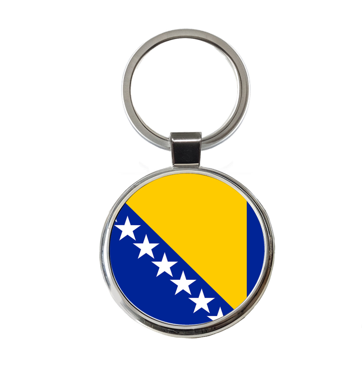 Bosnia and Herzegovina Country Flag Round Metal Keychain