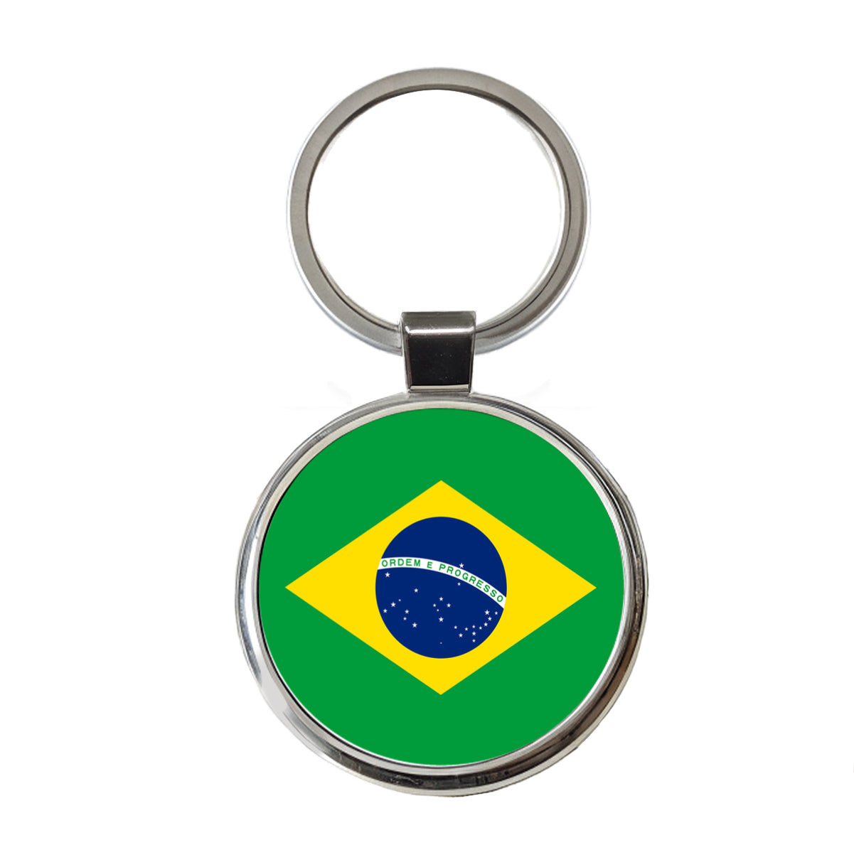 Brazil Country Flag Round Metal Keychain