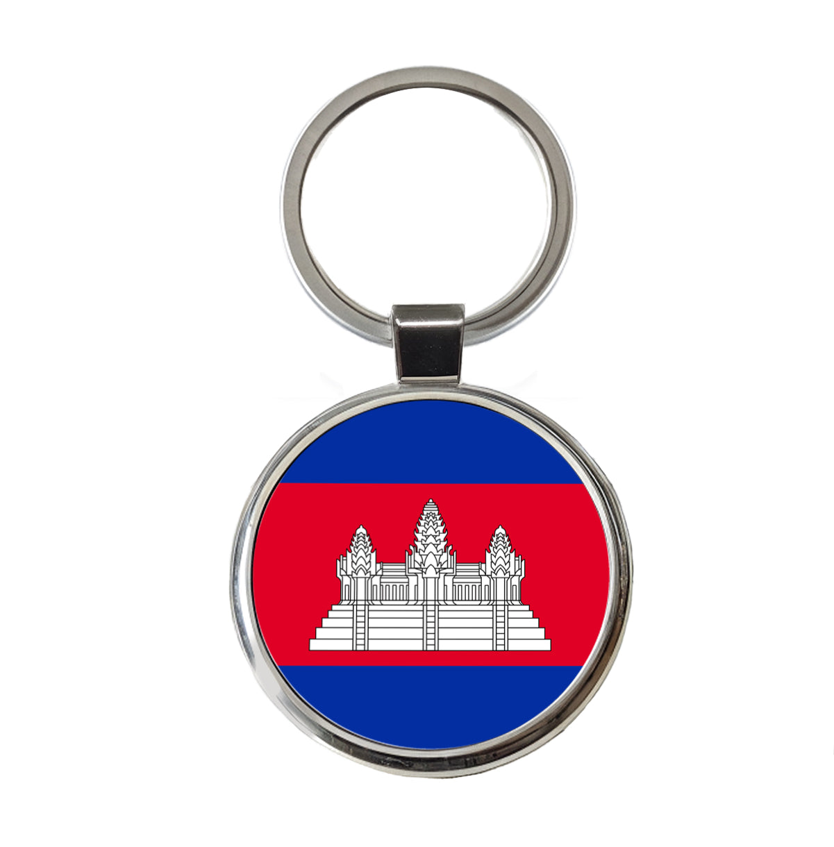 Cambodia Country Flag Round Metal Keychain