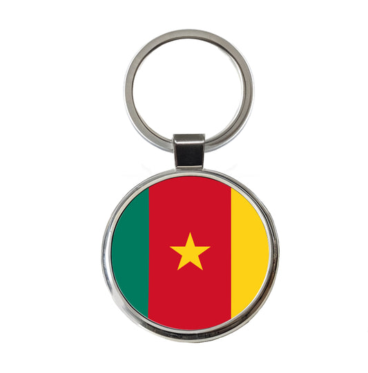 Cameroon Country Flag Round Metal Keychain