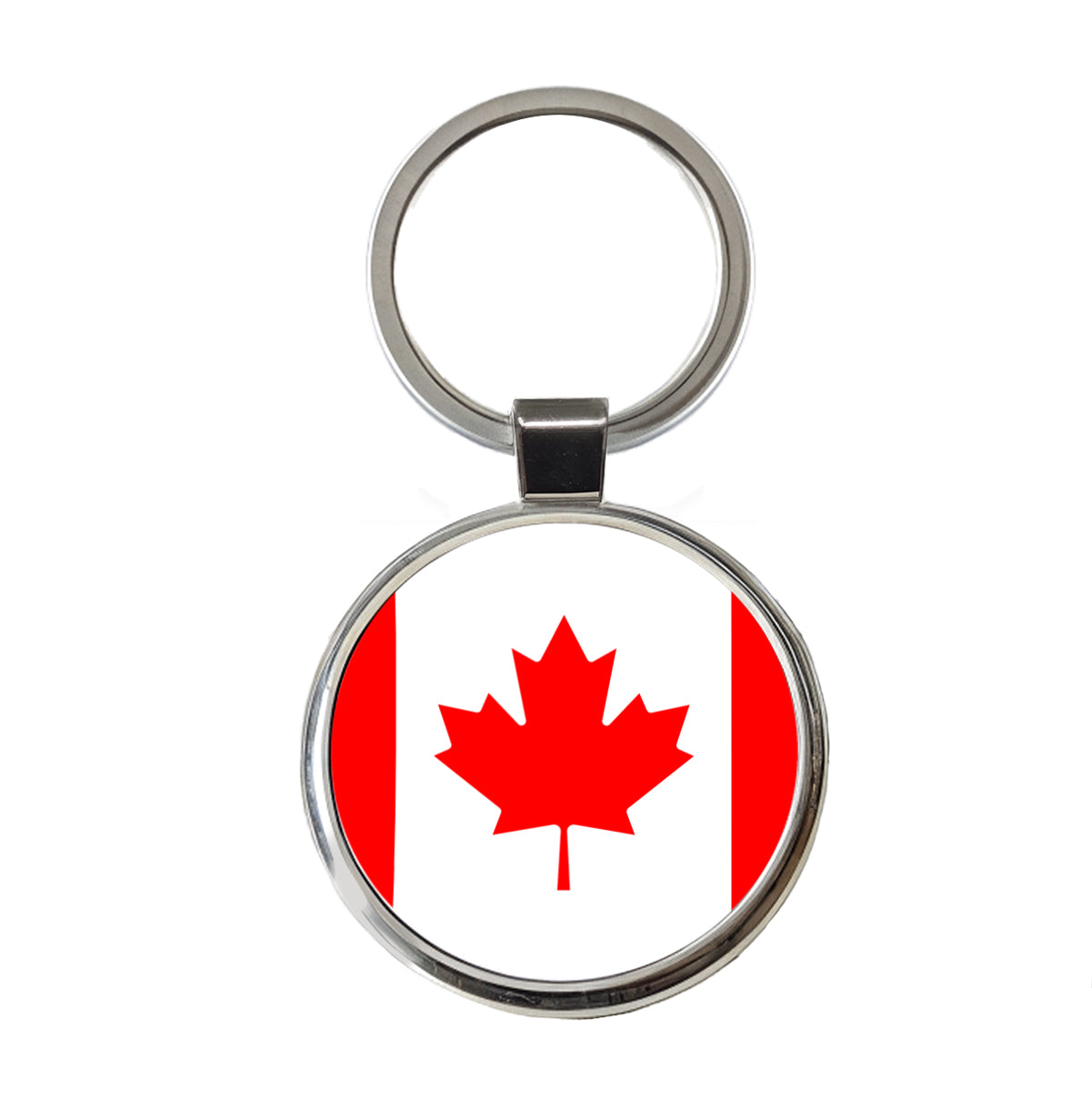 Canada Country Flag Round Metal Keychain
