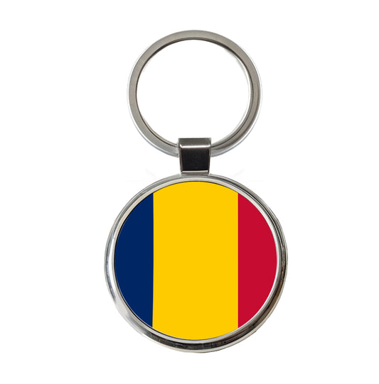 Chad Country Flag Round Metal Keychain