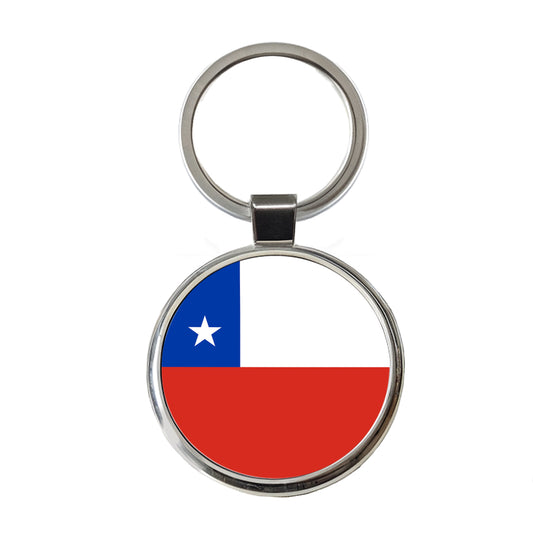 Chile Country Flag Round Metal Keychain