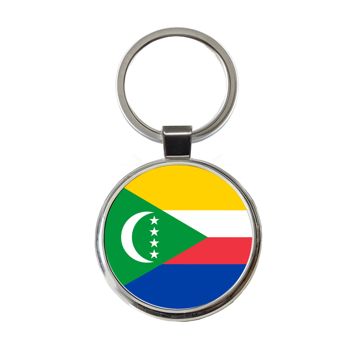 Comoros Country Flag Round Metal Keychain