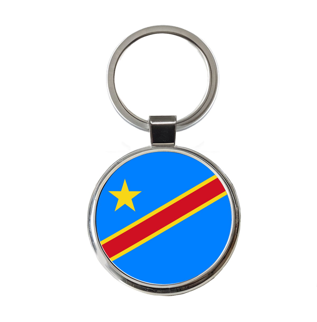 Congo (the Democratic Republic of the) Country Flag Round Metal Keychain