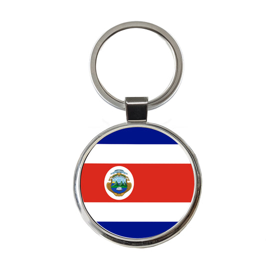 Costa Rica Country Flag Round Metal Keychain