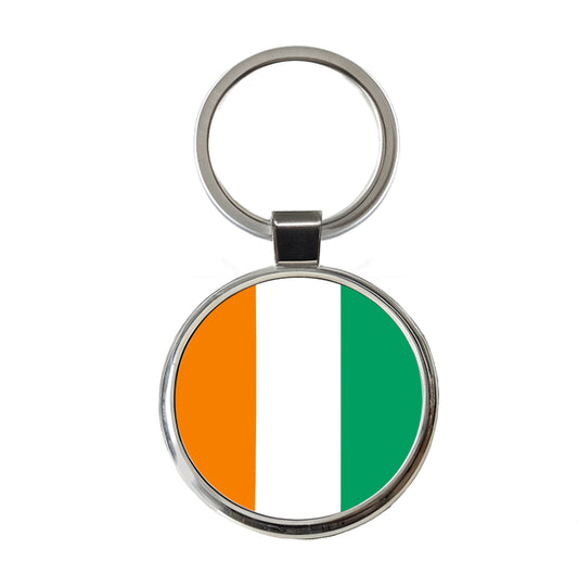 Côte d'Ivoire Country Flag Round Metal Keychain