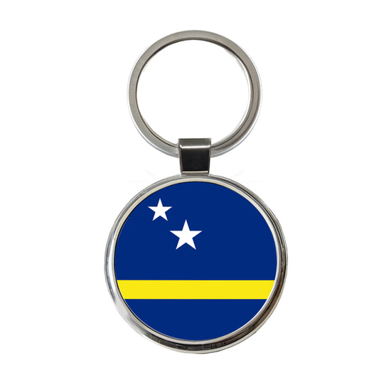 Curaçao Country Flag Round Metal Keychain
