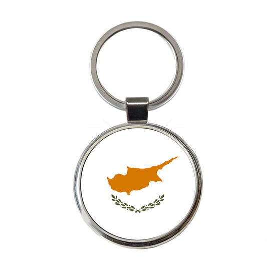 Cyprus Country Flag Round Metal Keychain
