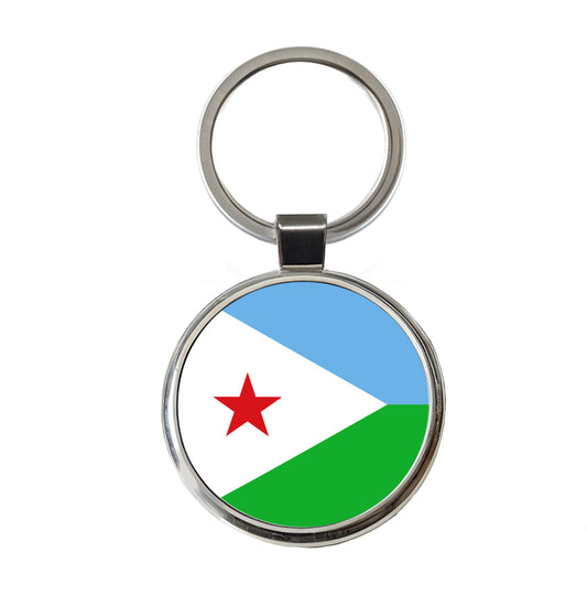 Djibouti Country Flag Round Metal Keychain