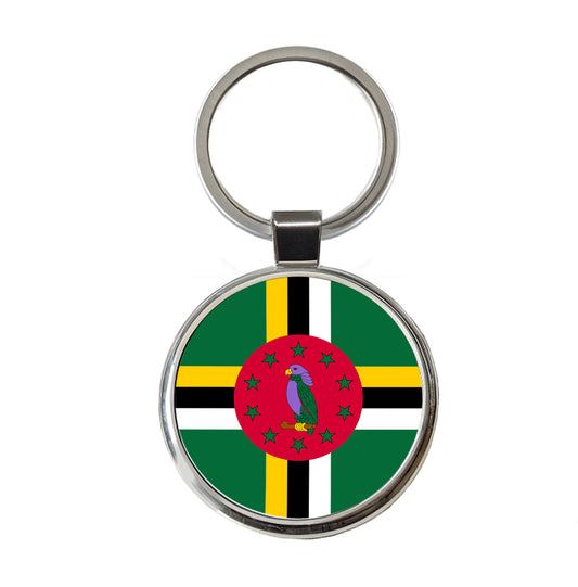 Dominica Country Flag Round Metal Keychain