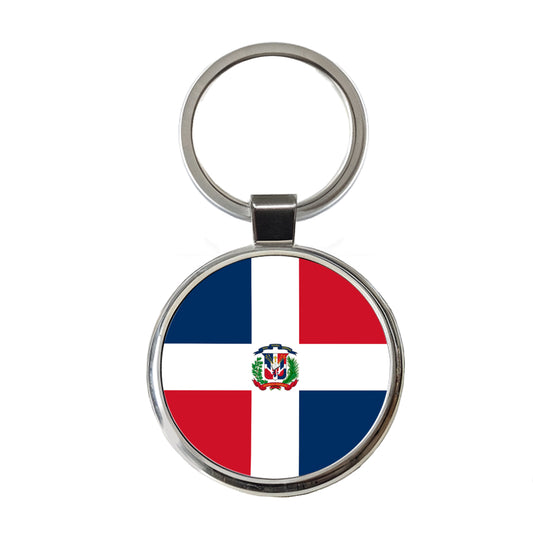 Dominican Republic Country Flag Round Metal Keychain