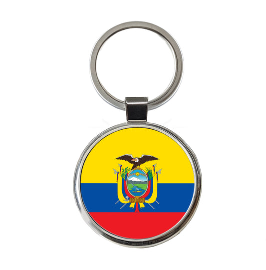 Ecuador Country Flag Round Metal Keychain