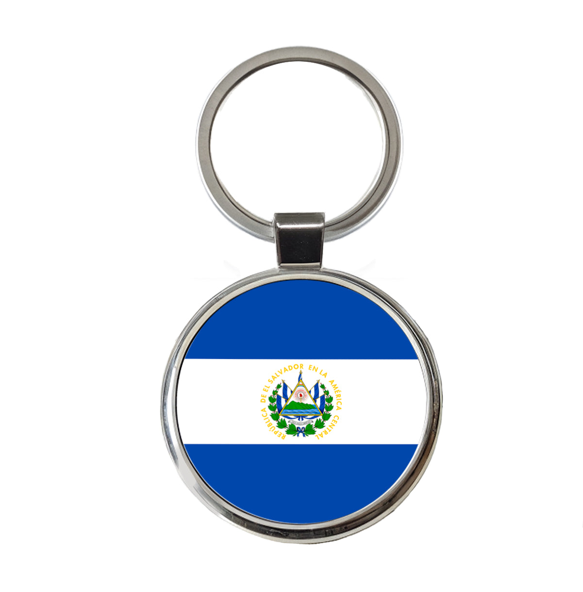 El Salvador Country Flag Round Metal Keychain