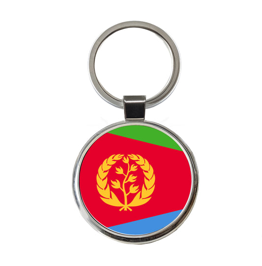 Eritrea Country Flag Round Metal Keychain
