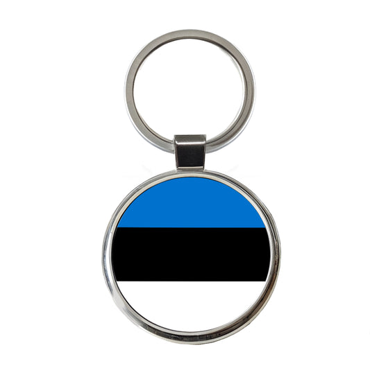 Estonia Country Flag Round Metal Keychain