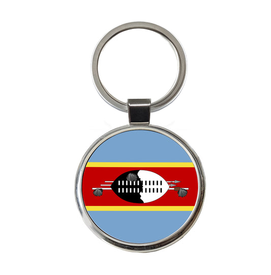 Eswatini Country Flag Round Metal Keychain