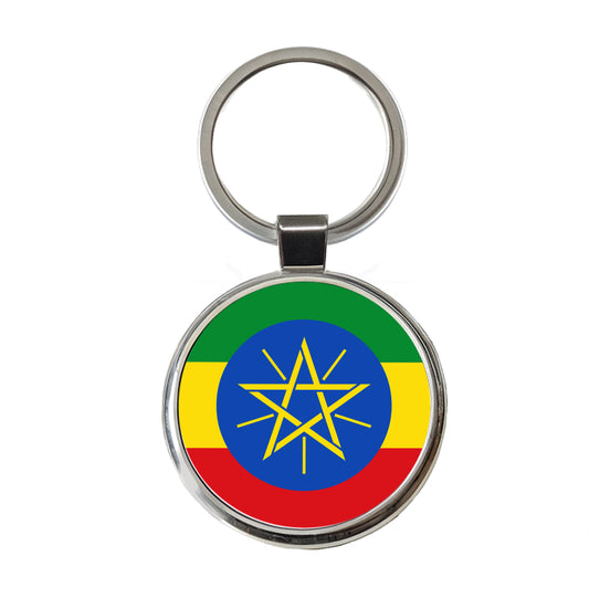 Ethiopia Country Flag Round Metal Keychain