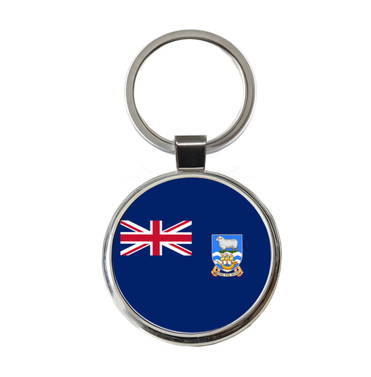 Falkland Islands Country Flag Round Metal Keychain
