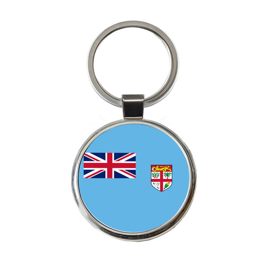 Fiji Country Flag Round Metal Keychain
