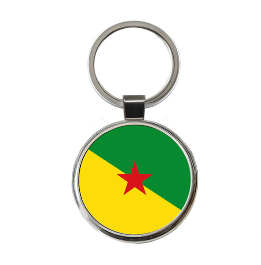 French Guiana Country Flag Round Metal Keychain