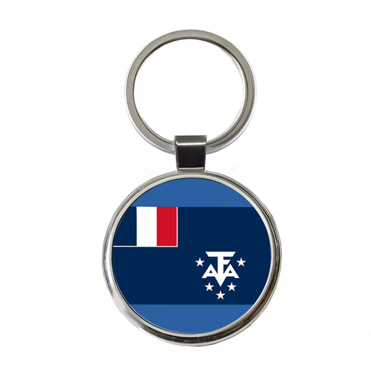 French Southern Territories Country Flag Round Metal Keychain