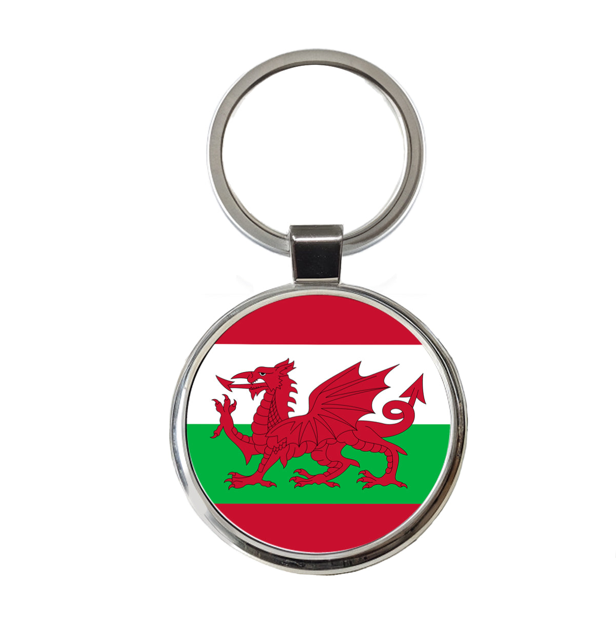 Great Britain Wales Country Flag Round Metal Keychain