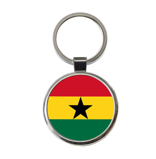Ghana Country Flag Round Metal Keychain
