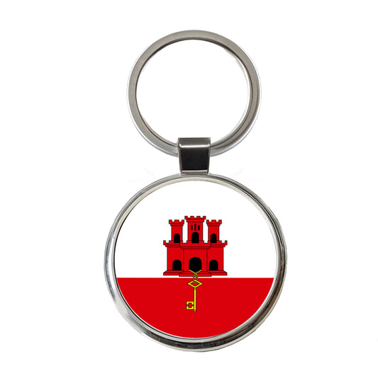 Gibraltar Country Flag Round Metal Keychain