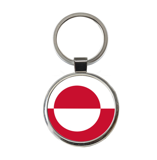Greenland Country Flag Round Metal Keychain