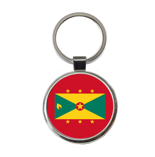 Grenada Country Flag Round Metal Keychain